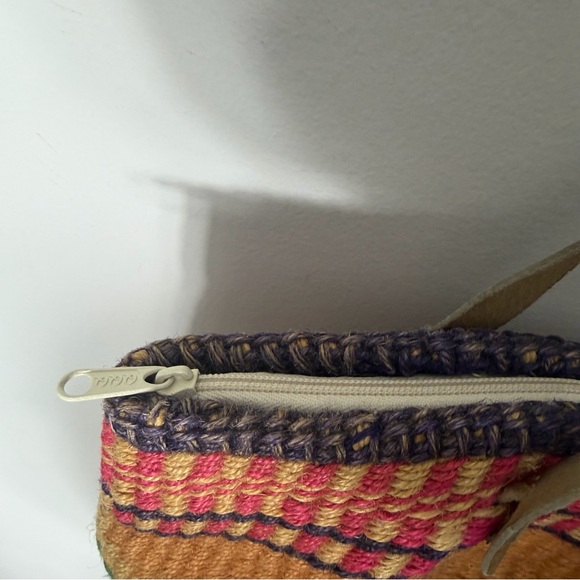 Vintage Straw Multicolor Woven Bag Leather Handle Purse - Picture 5 of 9